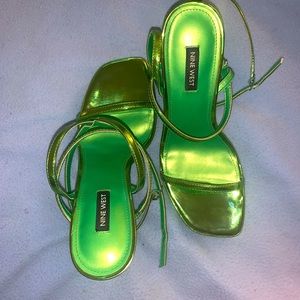 Metallic Green Strappy Heels